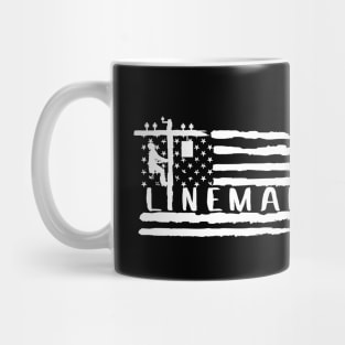 Lineman american flag, lineman worker american design Mug